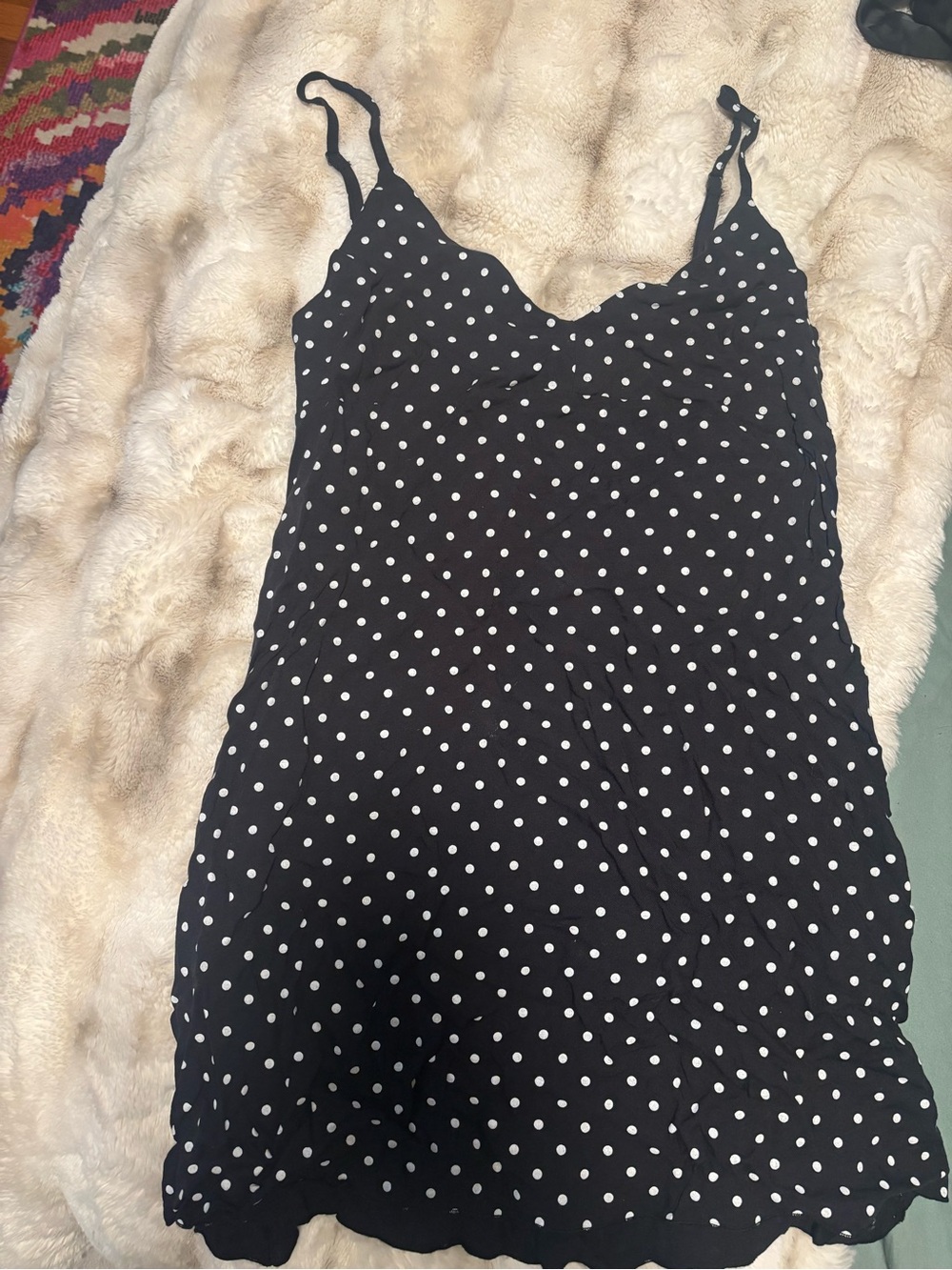 Brandy Melville Black and White Polka Dot Slip Dress